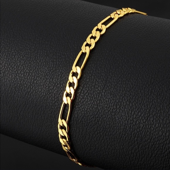18k Gold Plated Figaro Chain Link Bracelet. - Picture 3 of 3